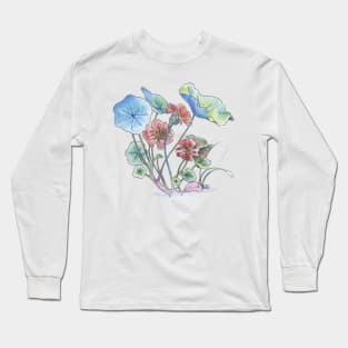 Nasturtium watercolor Long Sleeve T-Shirt